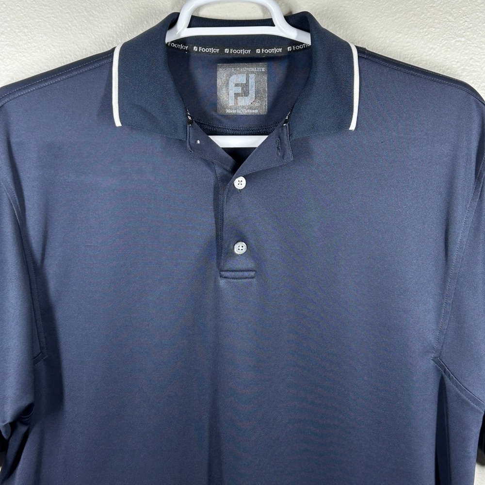 FootJoy ProDry Superlite Mens Large Navy Blue Short Sleeve Golf Polo Shirt